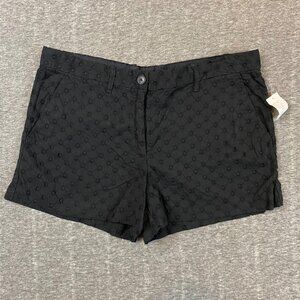 New Gap Black Eyelet Embroidered Cotton Shorts Womens Size 10 Pockets 3" Inseam